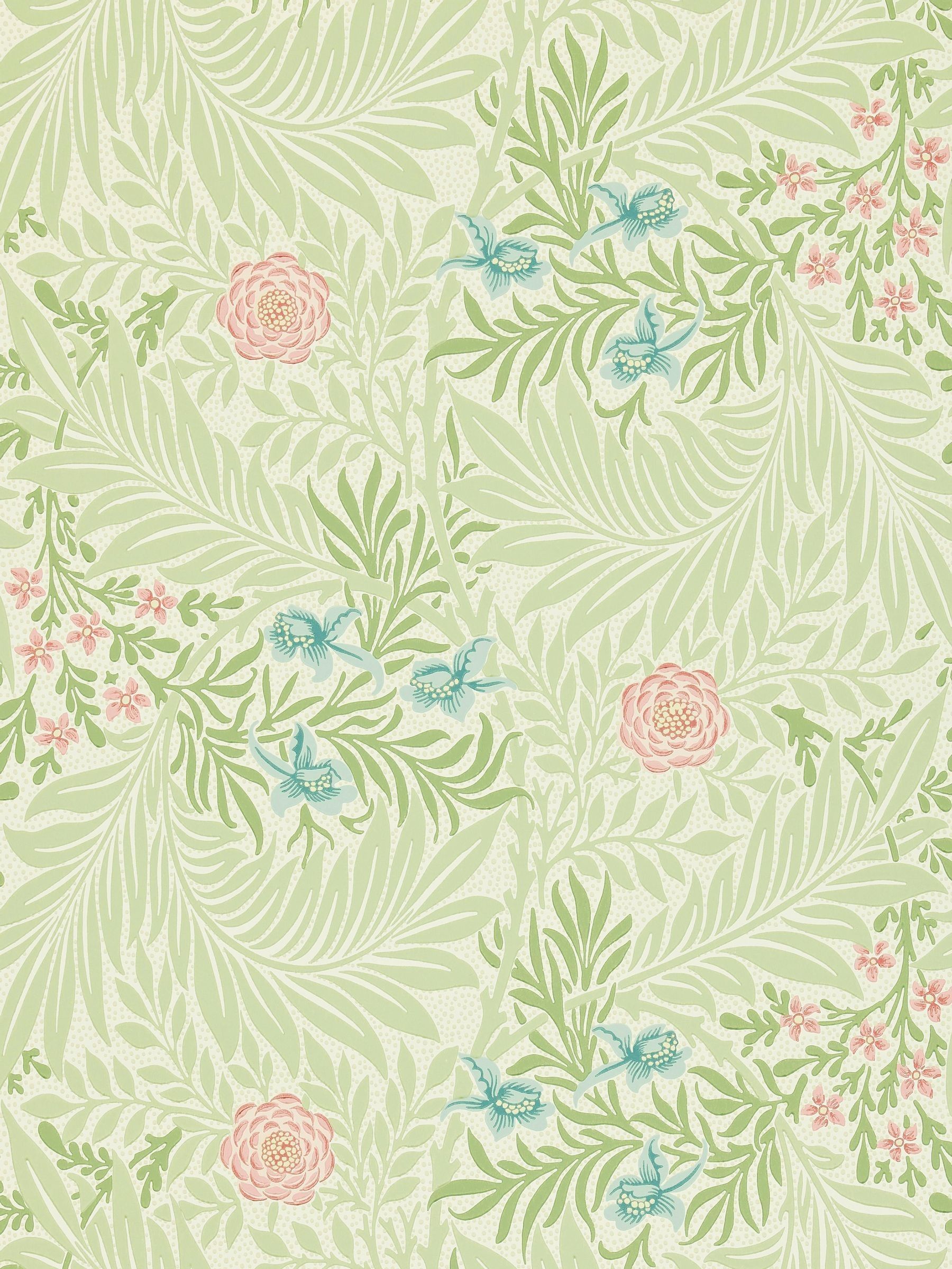Morris & Co. Green Larkspur wallpaper roll - British product