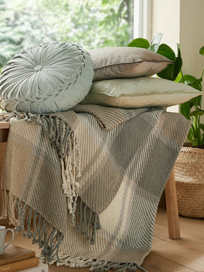 Next Laura Ashley Steel Grey Dylan Check Woven Throw- Buy online at McGrocer
