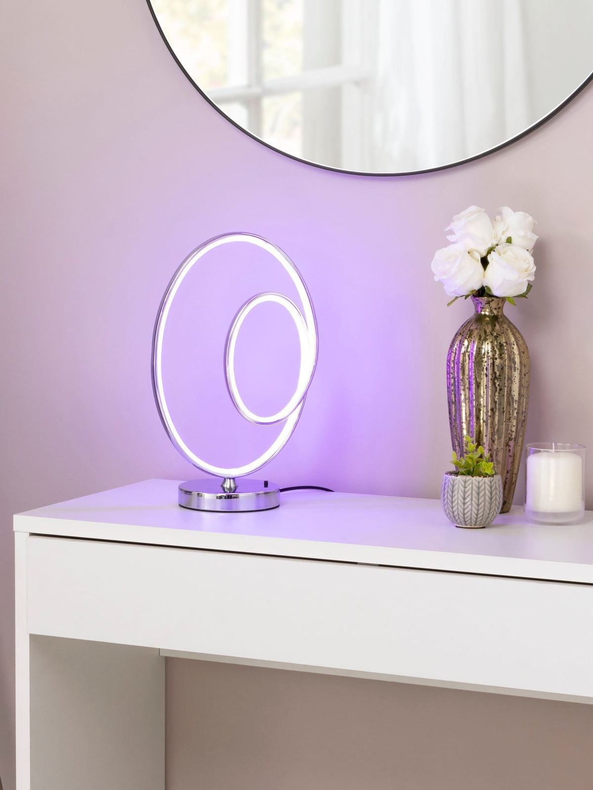 BHS Renzo RGB LED table lamp chrome finish - British product