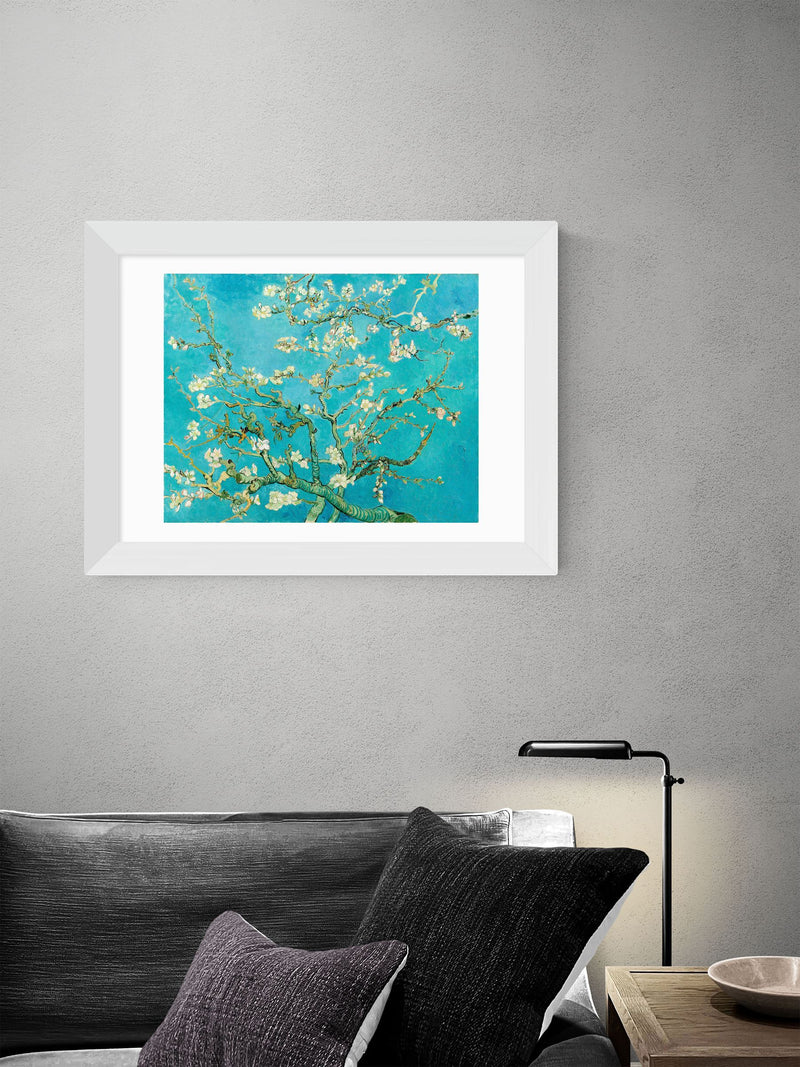 East End Prints Teal Blue Almond Blossom framed art print - British product