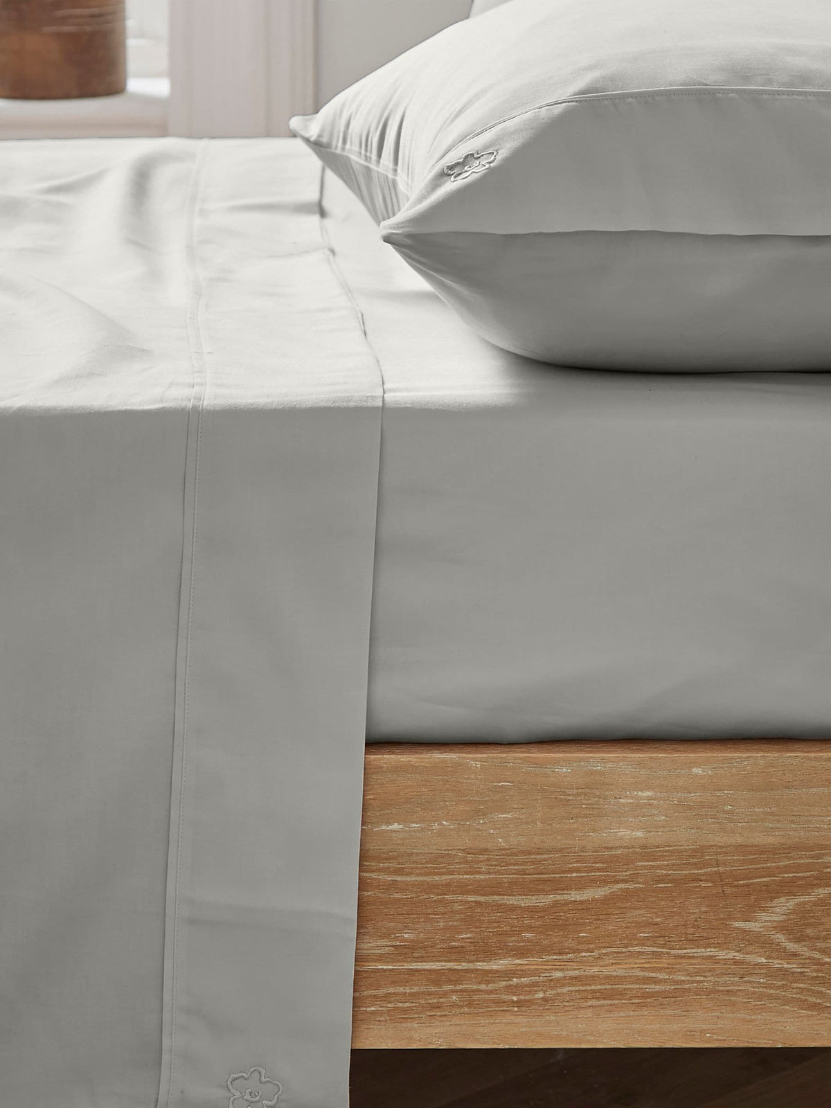 Ted Baker silver silky smooth plain dye flat sheet (British brand)