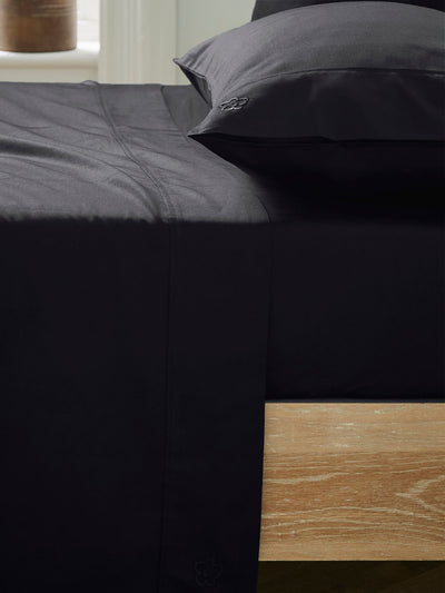 Ted Baker Black 250 Thread Count Cotton Flat Bed Sheet