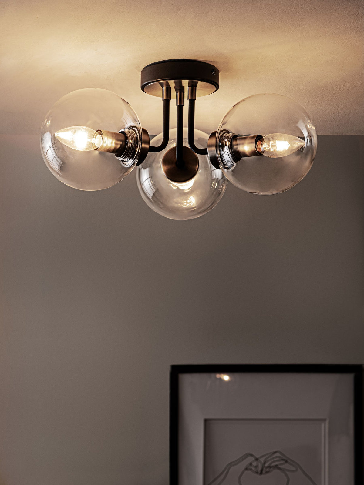 Brass Jackson 3 Light Flush Ceiling Light