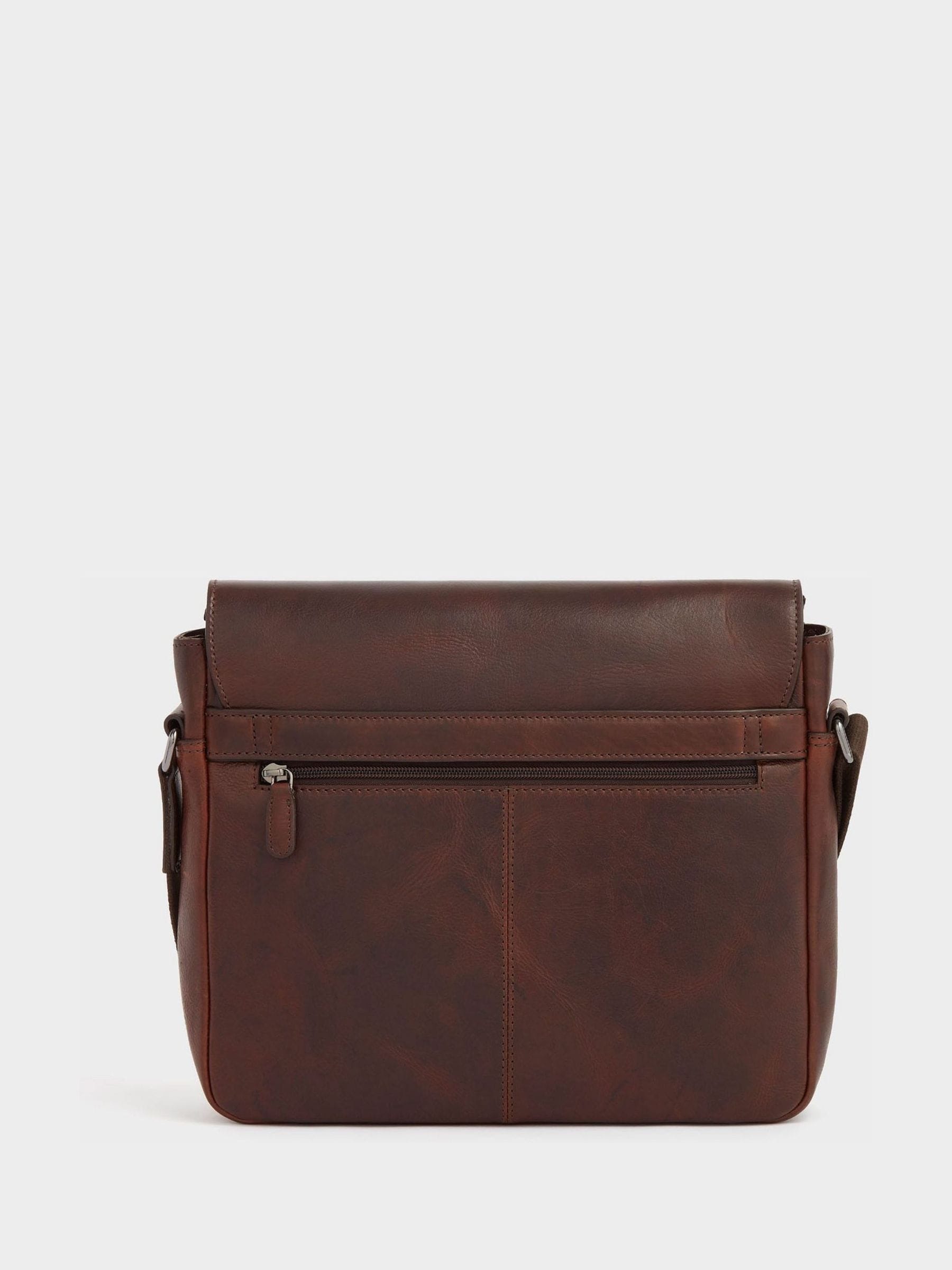 Osprey London chestnut brown saddle leather large messenger bag, imported from the UK