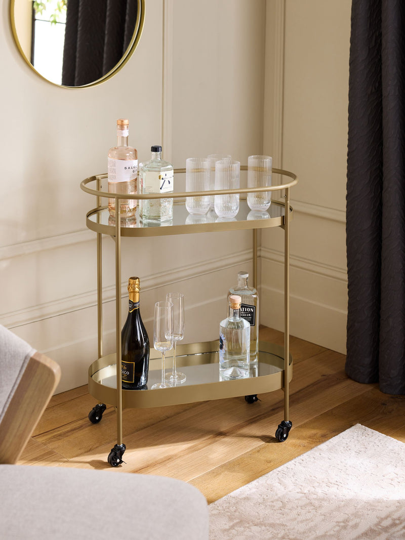 Gold Oval Drinks Trolley