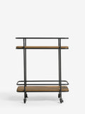 Bronx drinks trolley with wood-effect shelves and wheels, imported from the UK