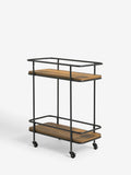 Bronx drinks trolley with wood-effect shelves and wheels, imported from the UK