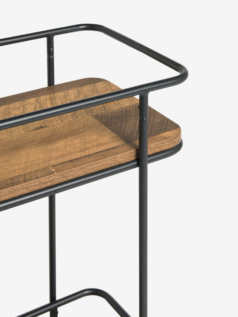 Bronx drinks trolley with wood-effect shelves and wheels, imported from the UK
