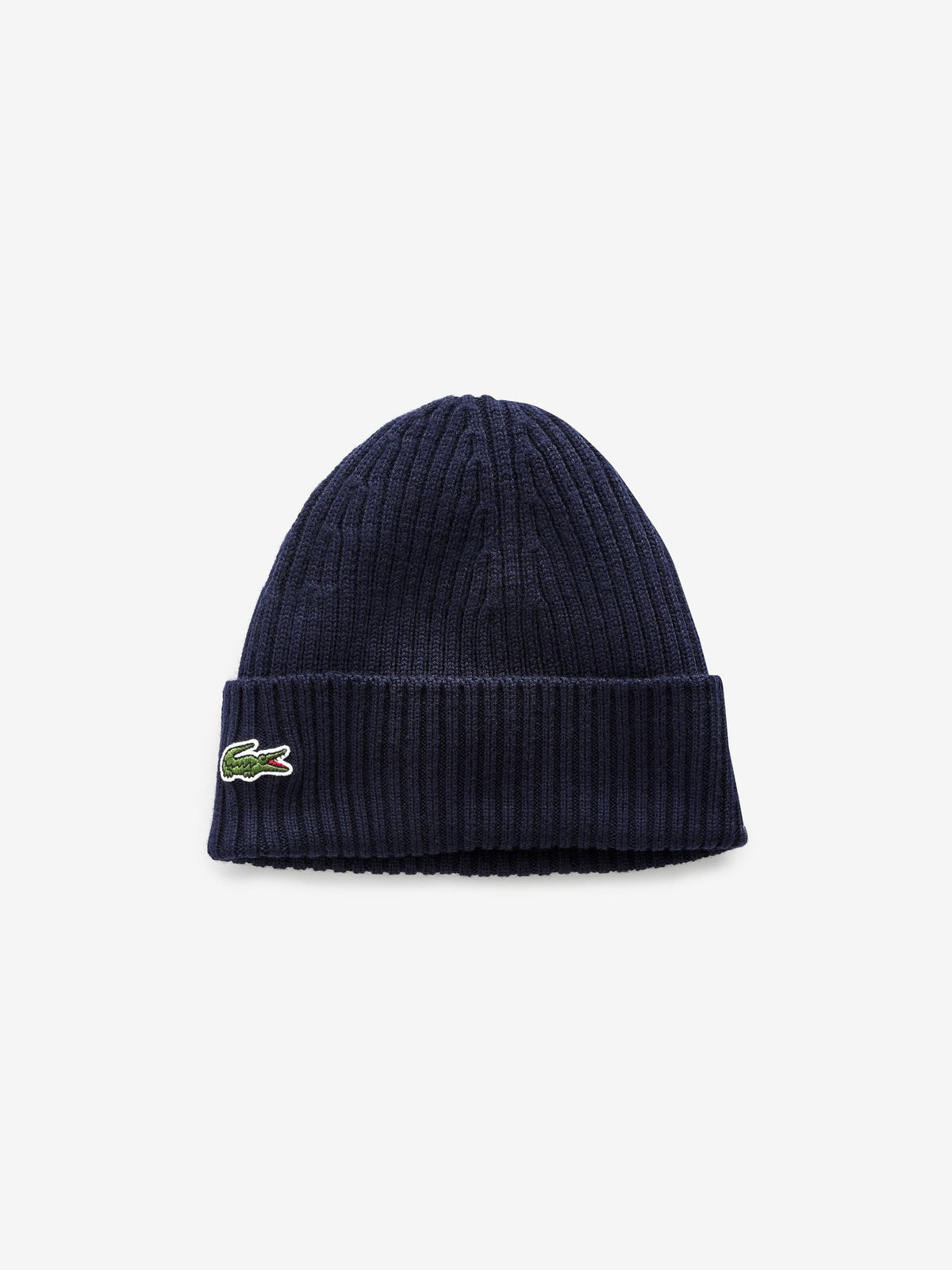 Lacoste blue soft wool ribbed beanie (British brand)