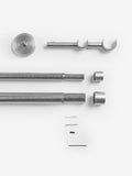 Brushed silver double curtain pole kit, imported from the UK