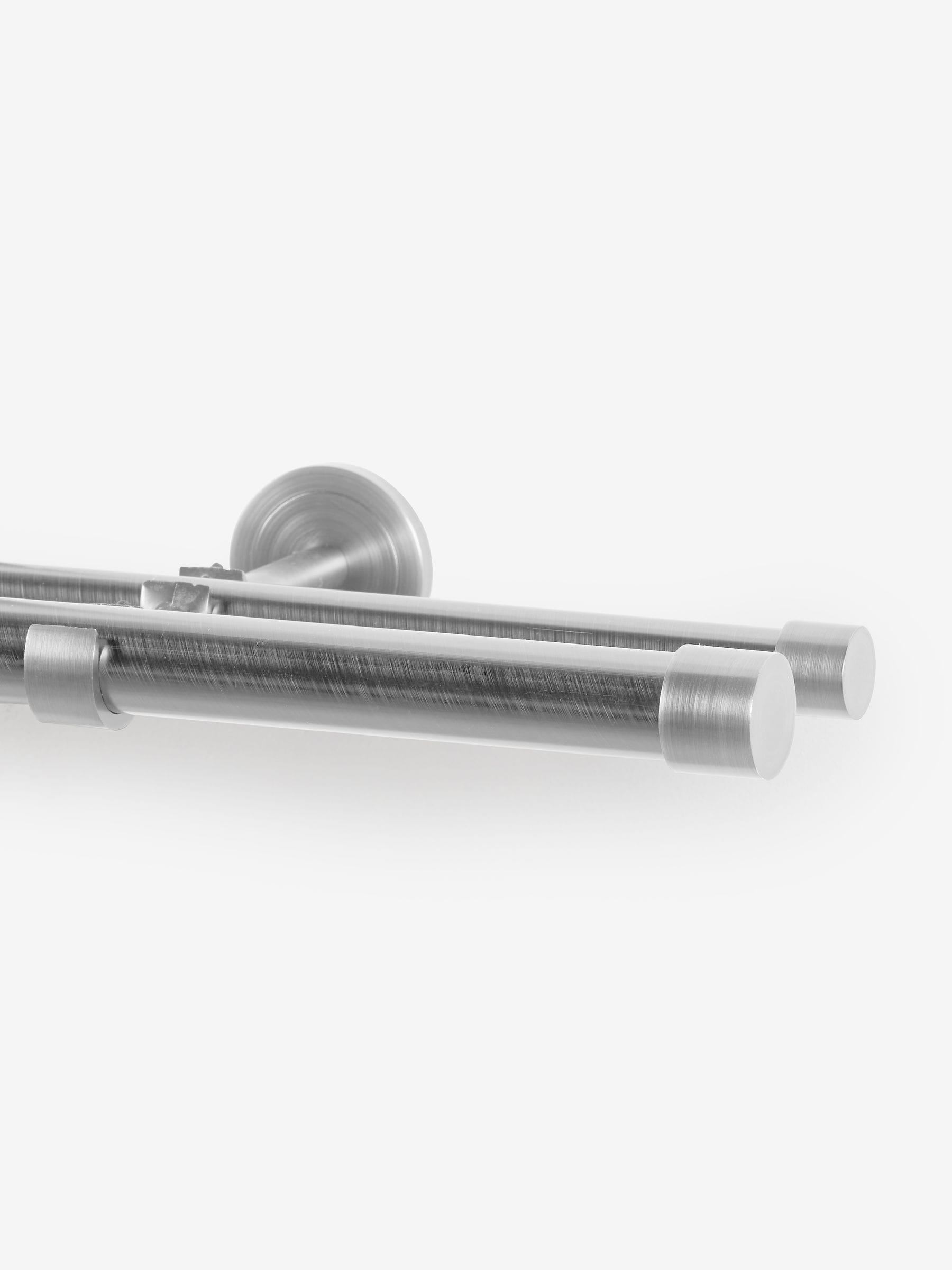 Brushed silver double curtain pole kit, imported from the UK