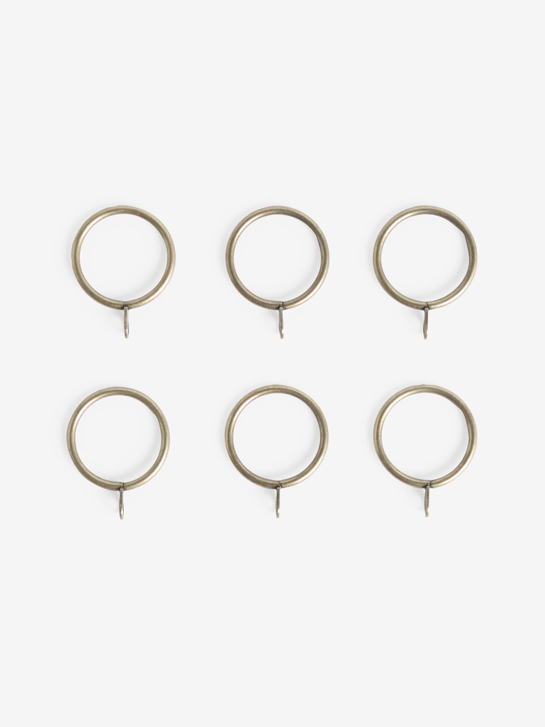 Antique brass metal curtain pole rings 19mm 10-pack (British brand)