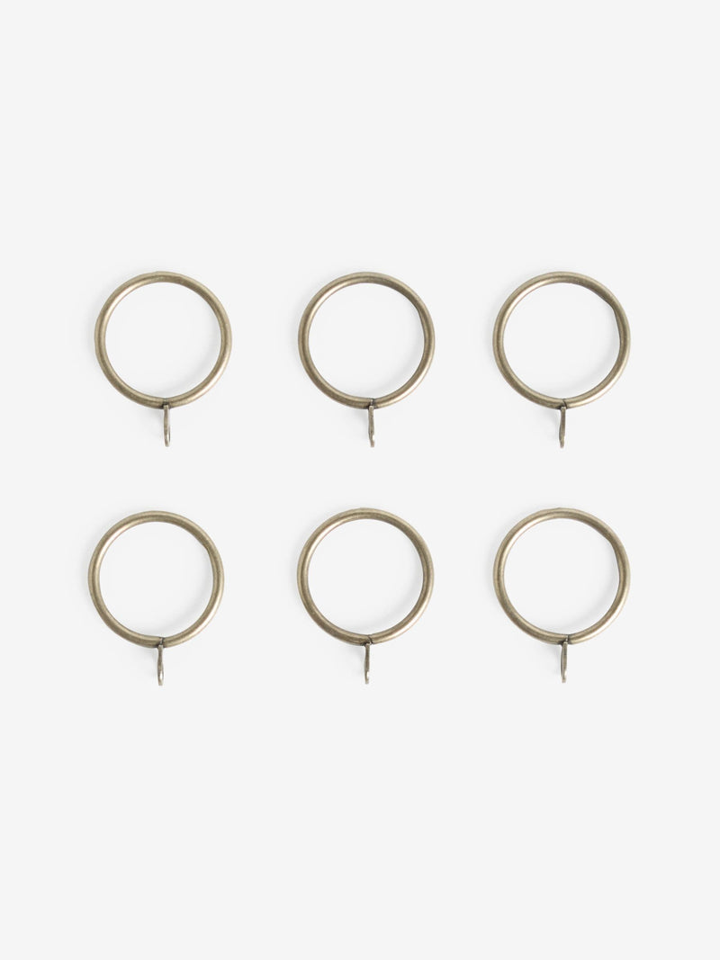 Antique brass metal curtain pole rings 19mm 10-pack (British brand)