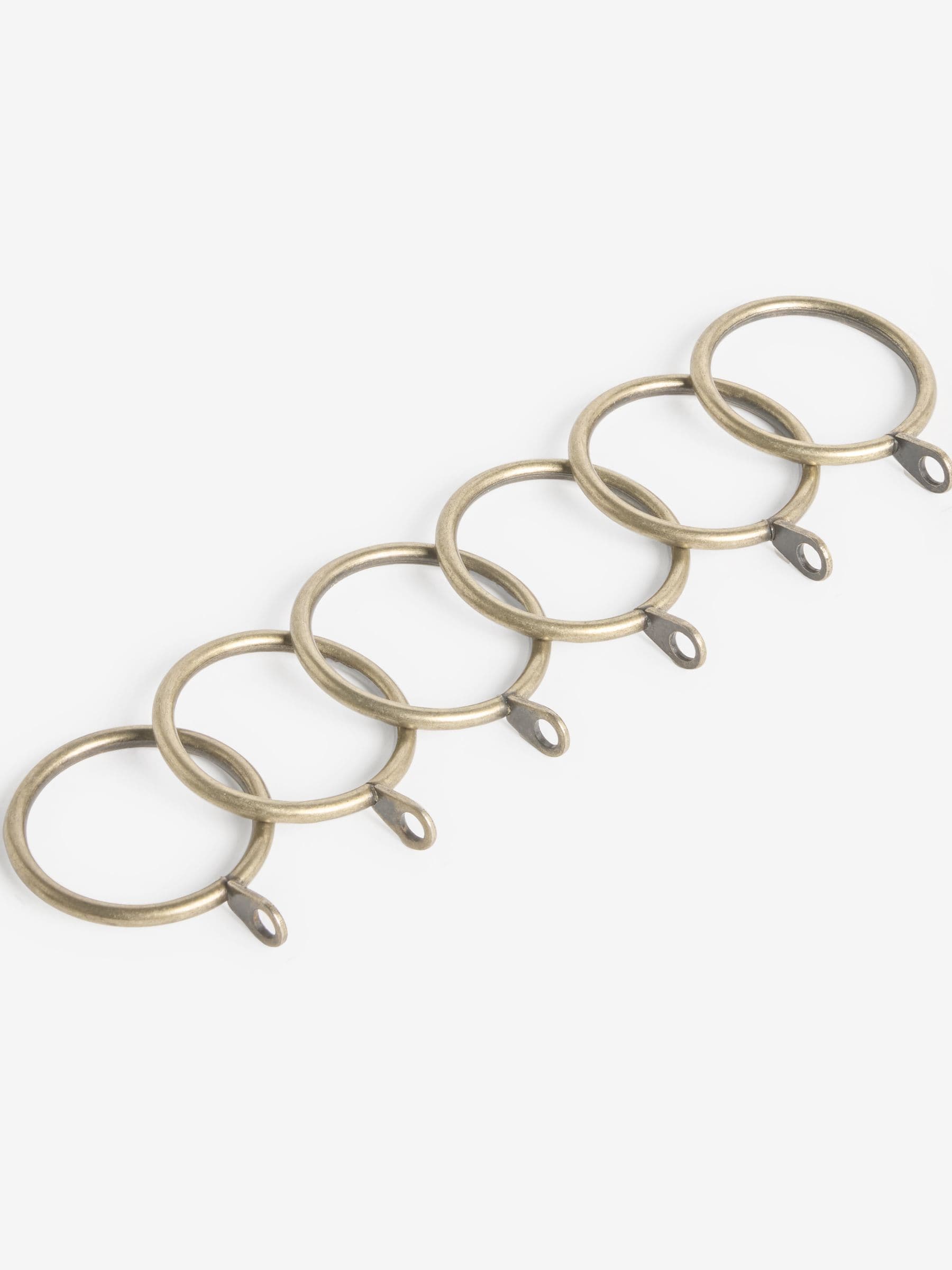 Antique brass metal curtain pole rings 19mm 10-pack (British brand)