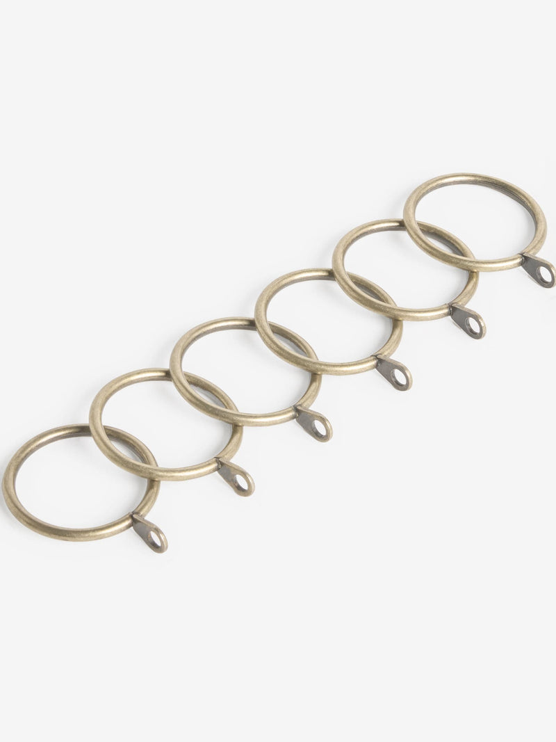 Antique brass metal curtain pole rings 19mm 10-pack (British brand)