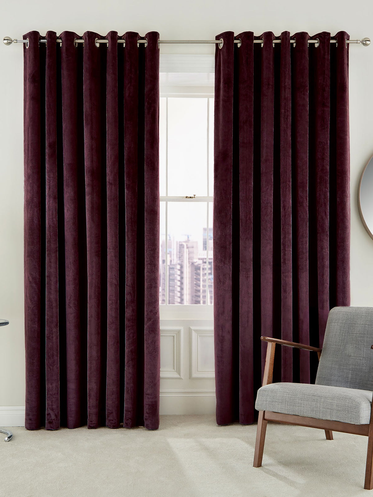Helena Springfield Mulberry Escala lined eyelet curtains 163x183cm - British product