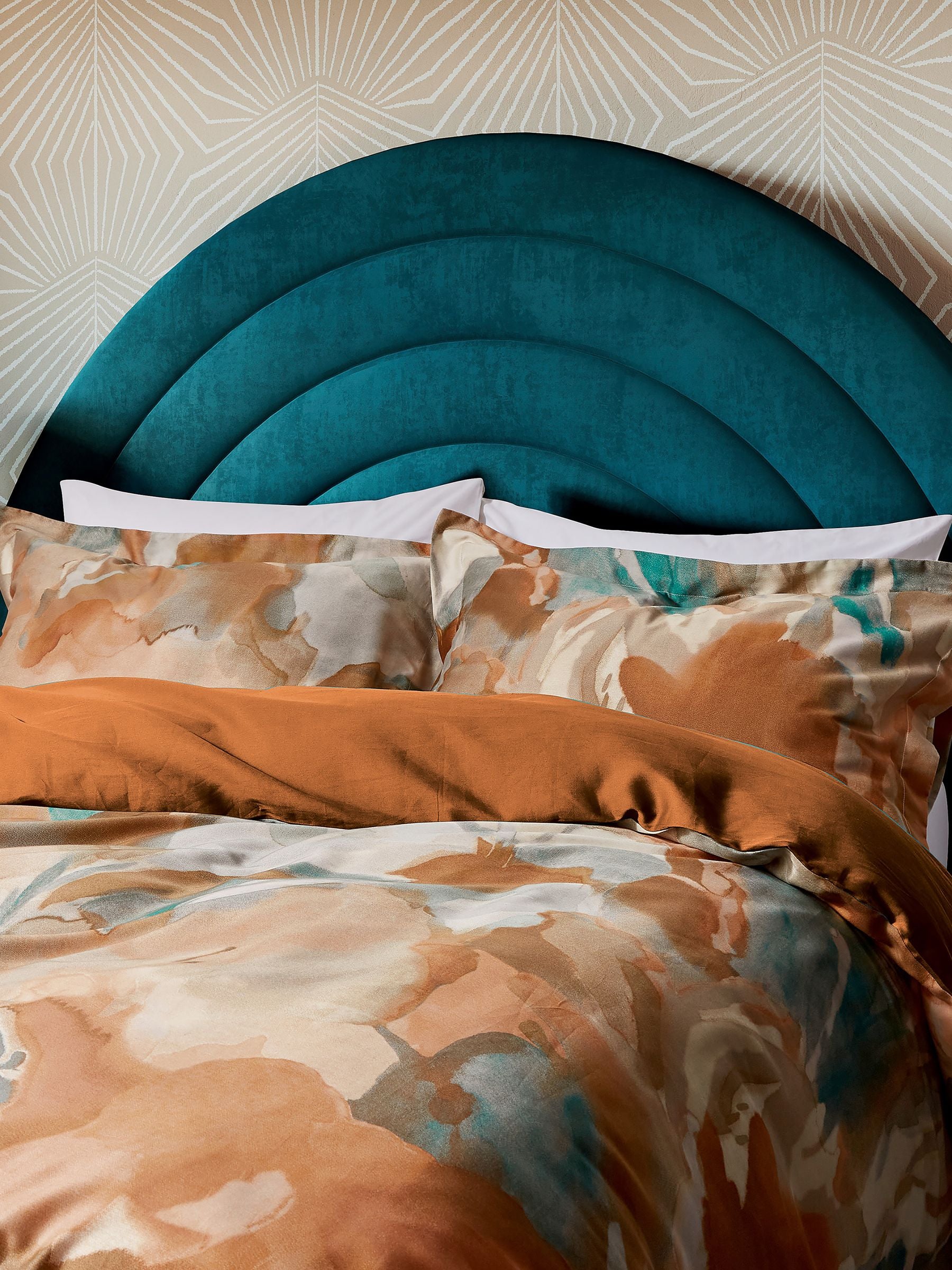 Harlequin Terracotta Foresta duvet cover and pillowcase set, UK version