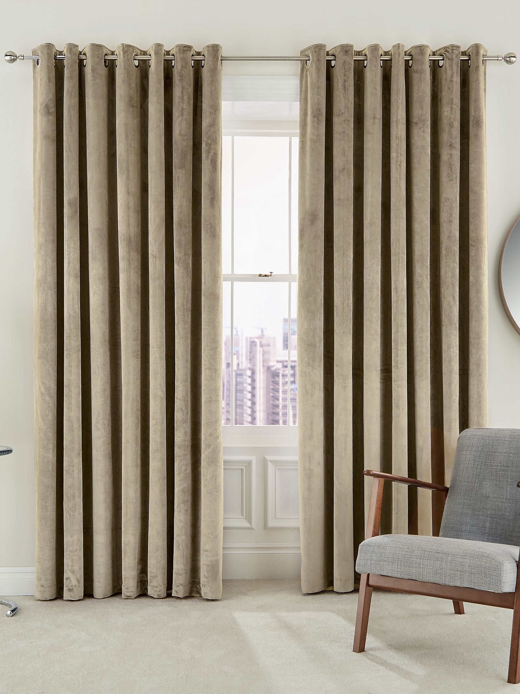 Helena Springfield sand velvet Escala curtains 163x183cm (British brand)