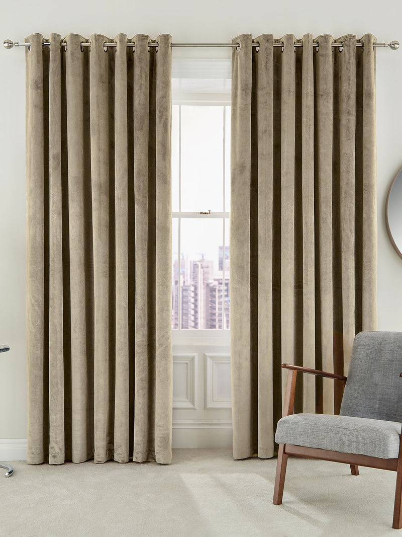 Helena Springfield sand velvet Escala curtains 163x183cm (British brand)