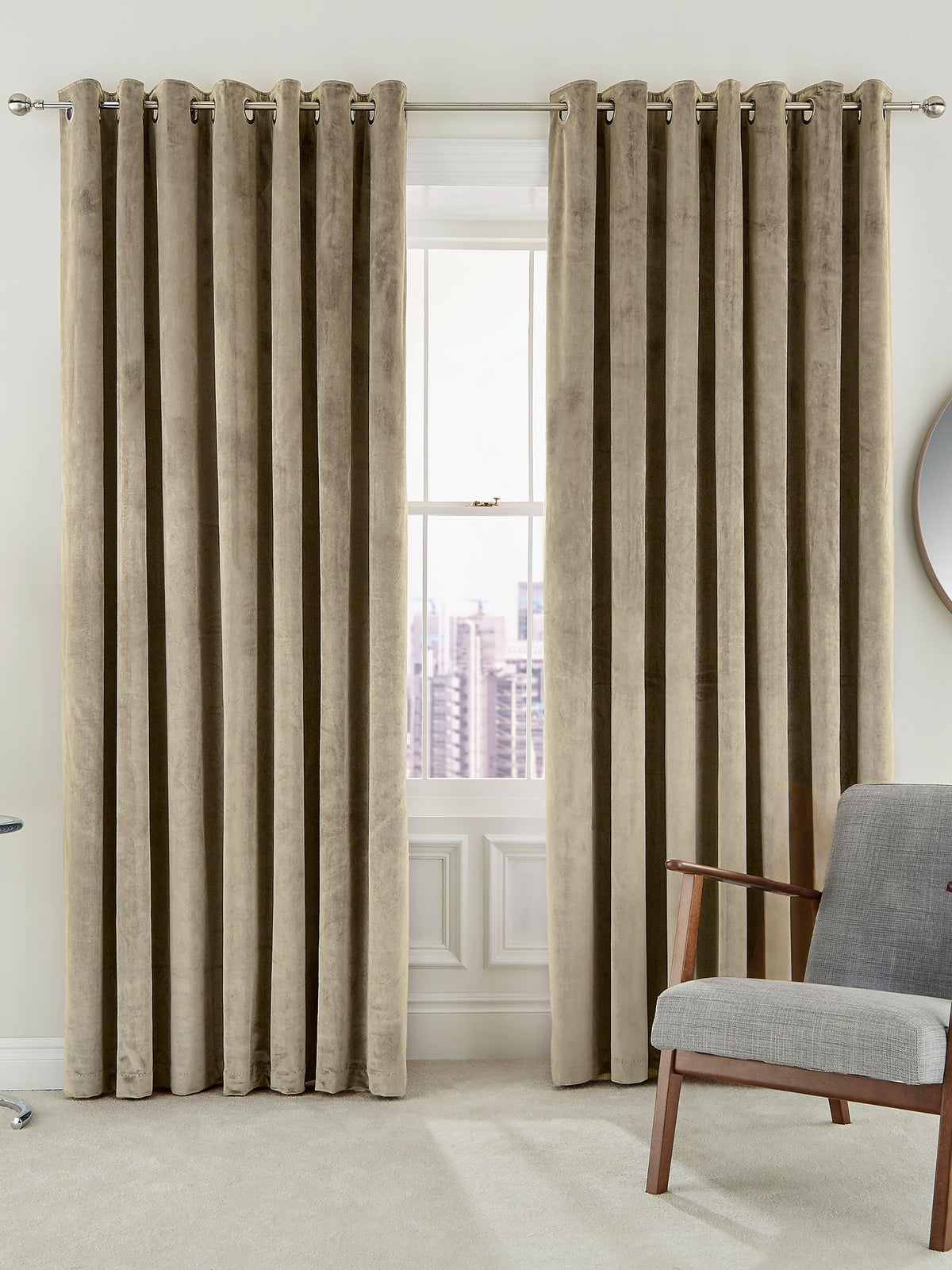Helena Springfield sand velvet Escala curtains 163x183cm (British brand)