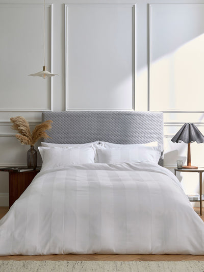 Next Bedeck of Belfast White Serra Dobby 100% Cotton Duvet Cover and Pillowcase Set- Buy online at McGrocer