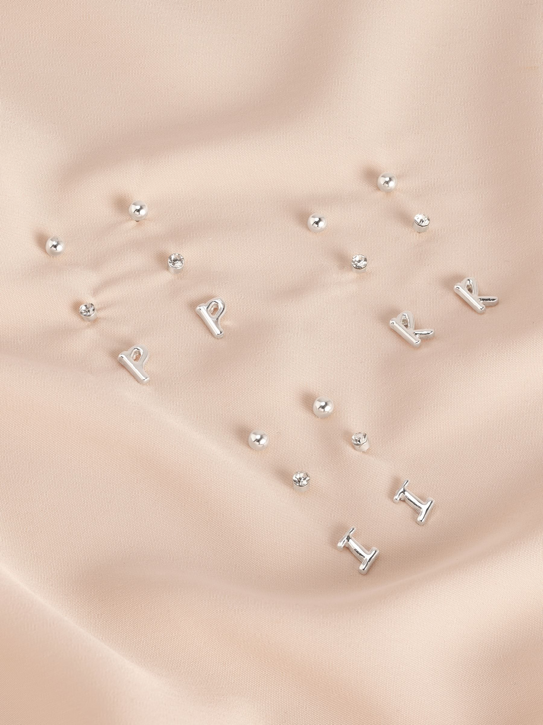 Silver tone initial stud earrings pack (British brand)