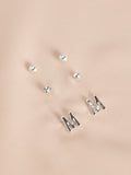 Silver tone initial stud earrings pack (British brand)