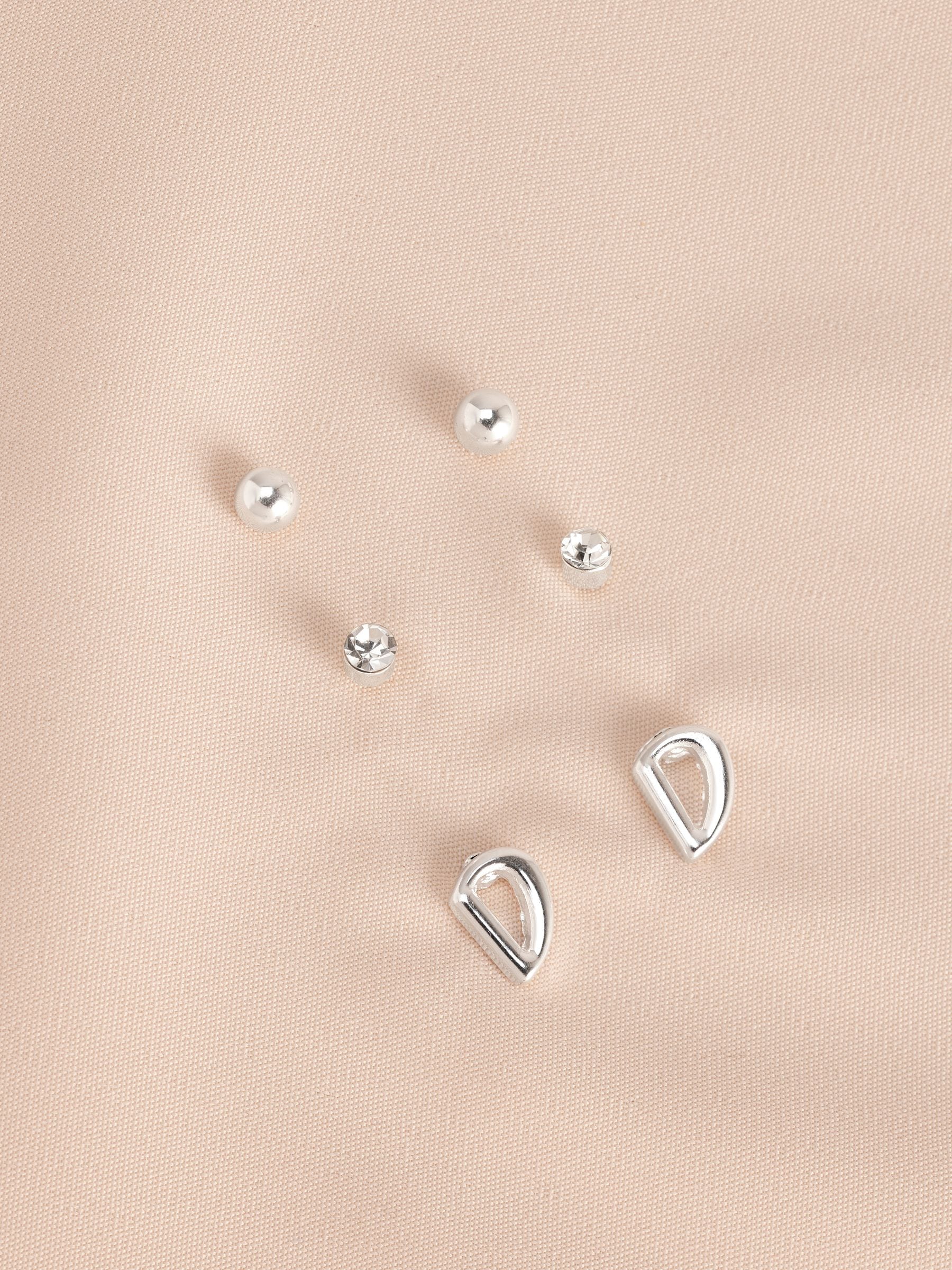Silver tone initial stud earrings pack (British brand)