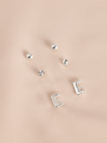 Silver tone initial stud earrings pack (British brand)