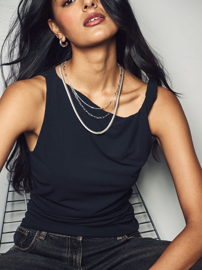 Next Silver Tone 3 Layer Multi Chain Necklace- Buy online at McGrocer
