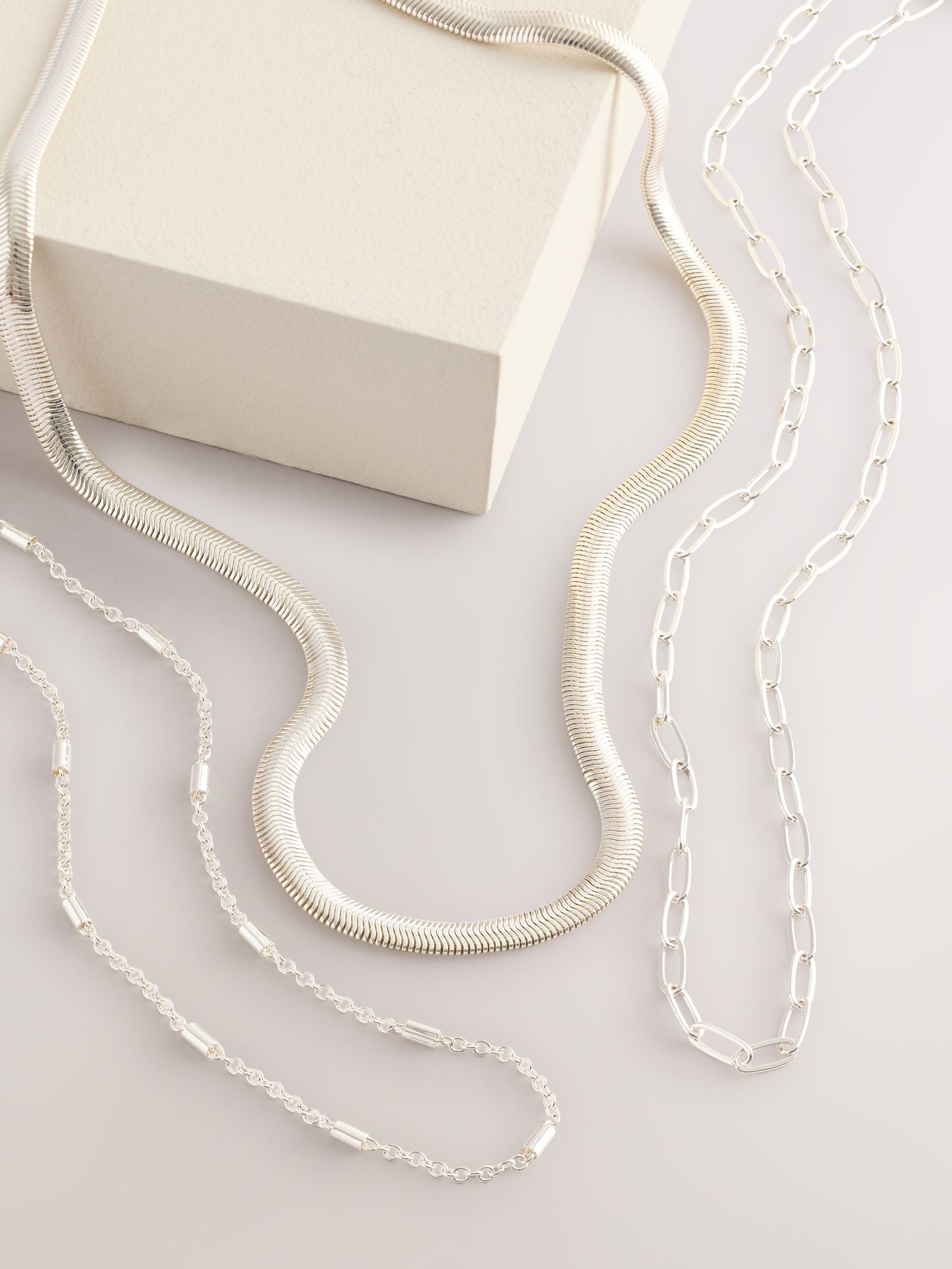 Silver Tone 3 Layer Multi Chain Necklace, UK version