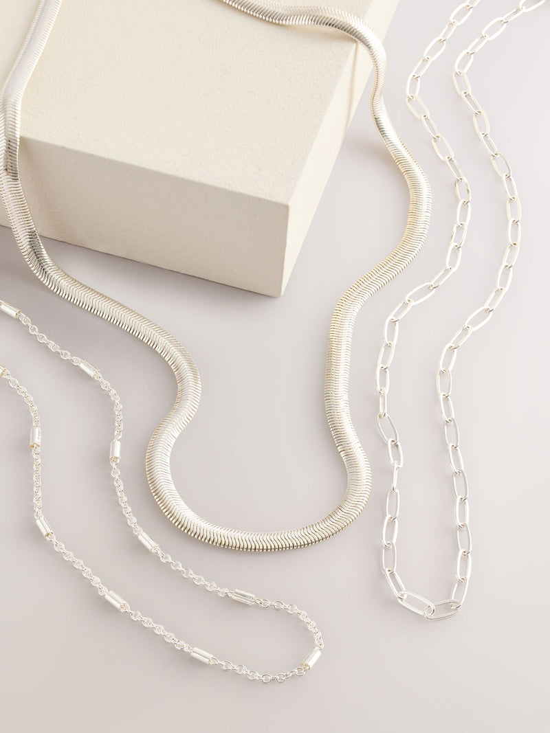 Silver Tone 3 Layer Multi Chain Necklace, UK version