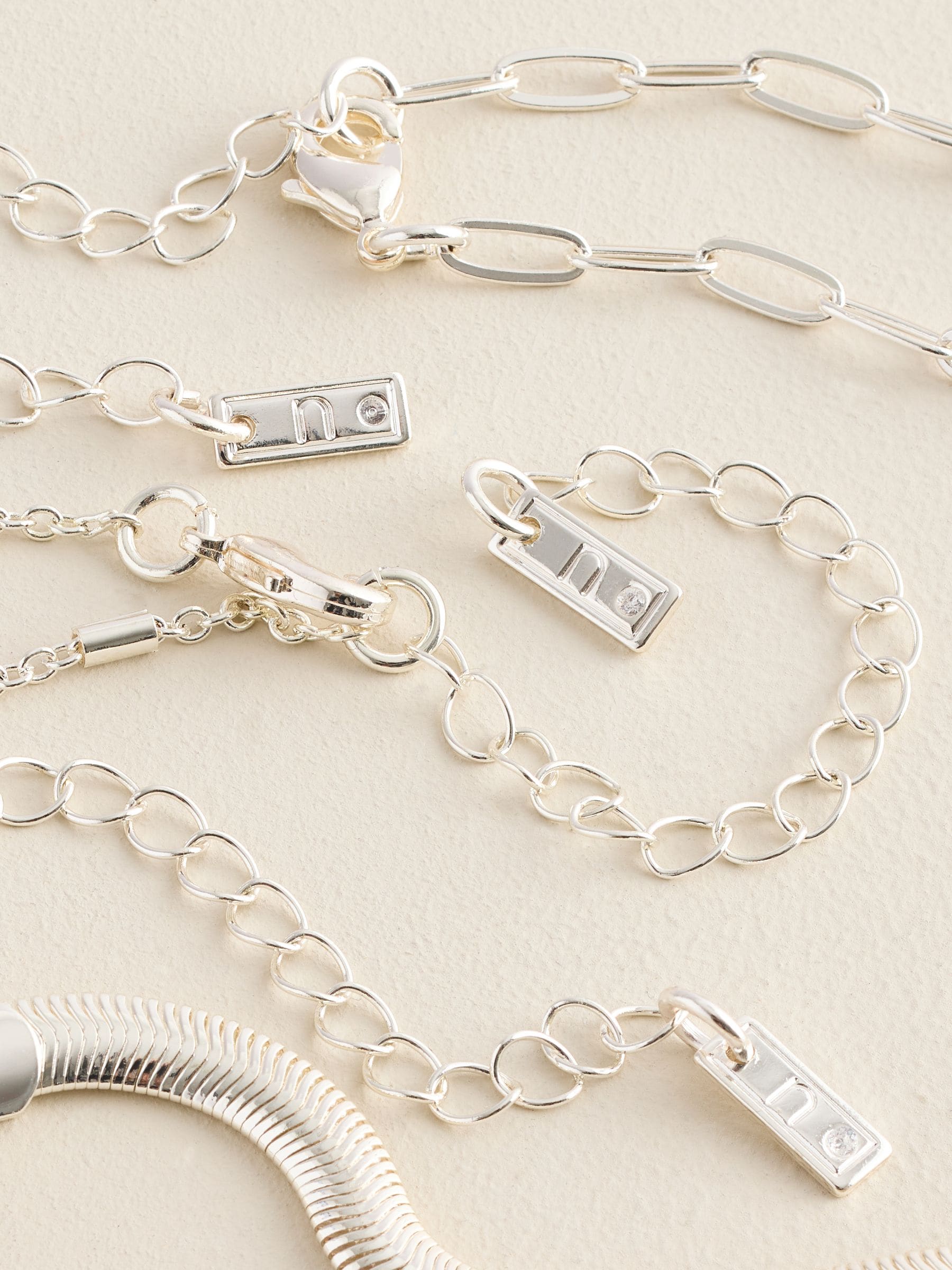Silver Tone 3 Layer Multi Chain Necklace, UK version