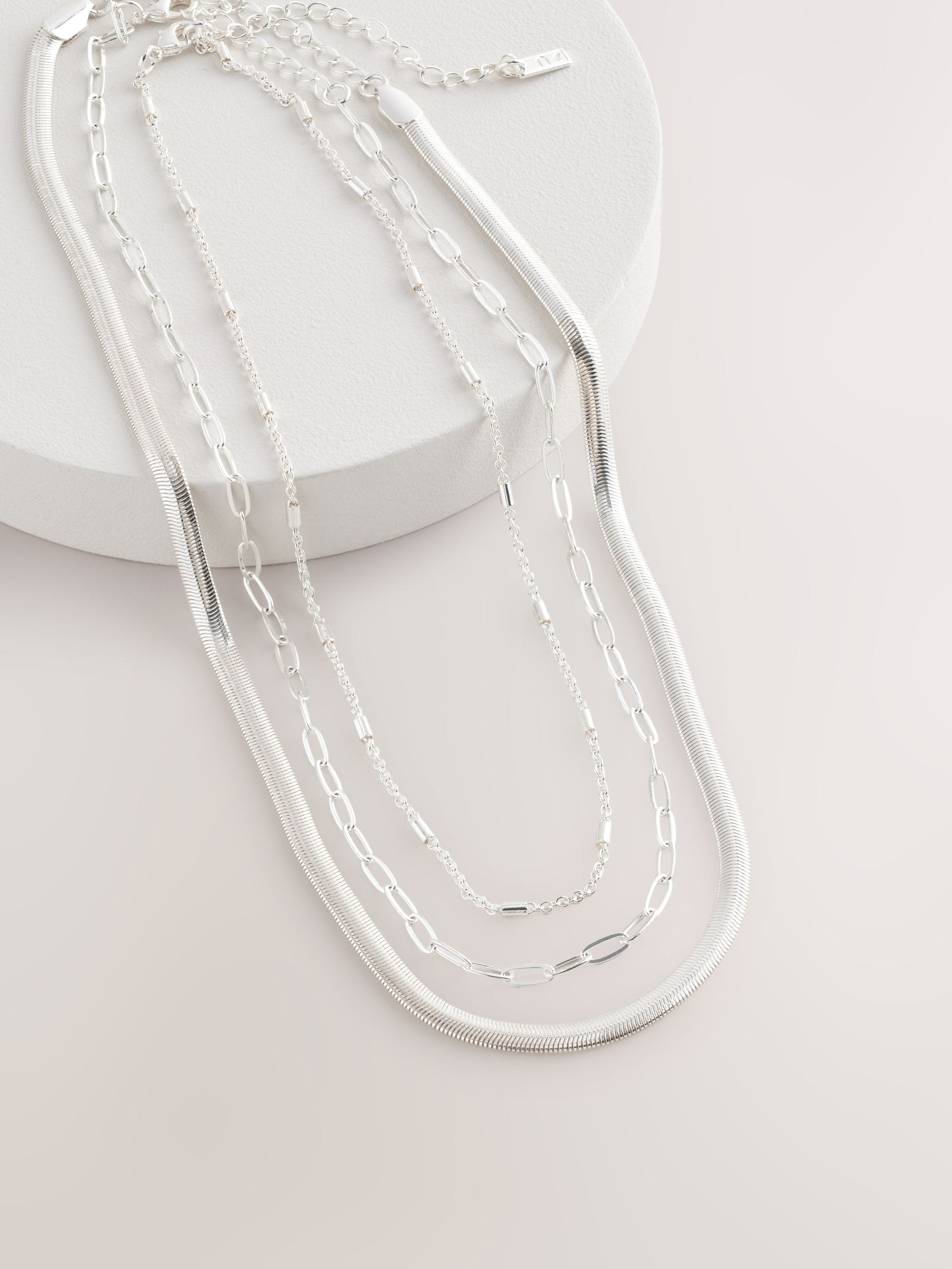 Silver Tone 3 Layer Multi Chain Necklace, UK version