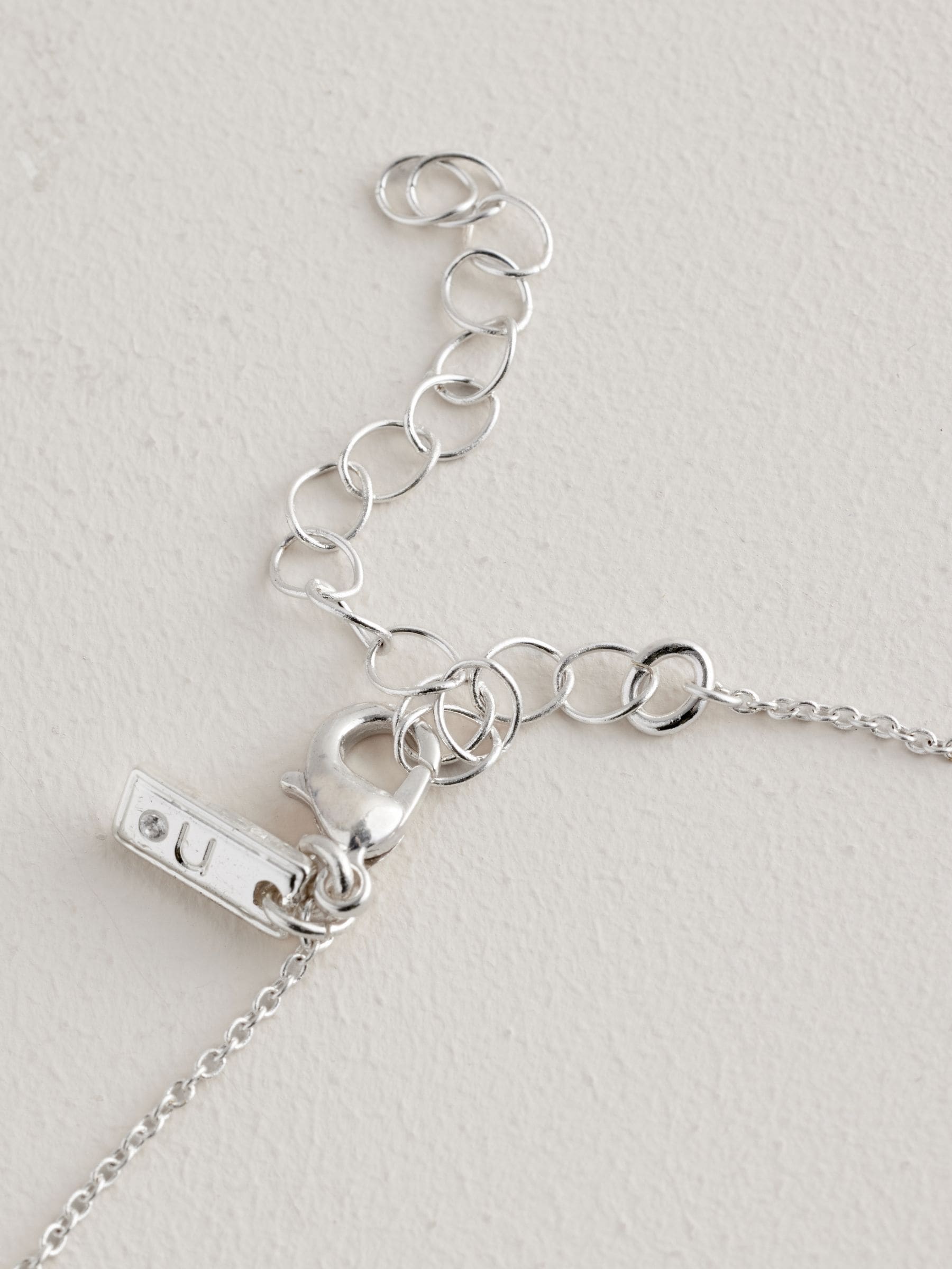 Heart necklace silver tone recycled brass cubic zirconia, imported from the UK