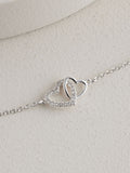 Heart necklace silver tone recycled brass cubic zirconia, imported from the UK