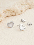 Sterling silver mother of pearl heart earrings (British brand)