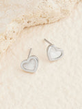 Sterling silver mother of pearl heart earrings (British brand)