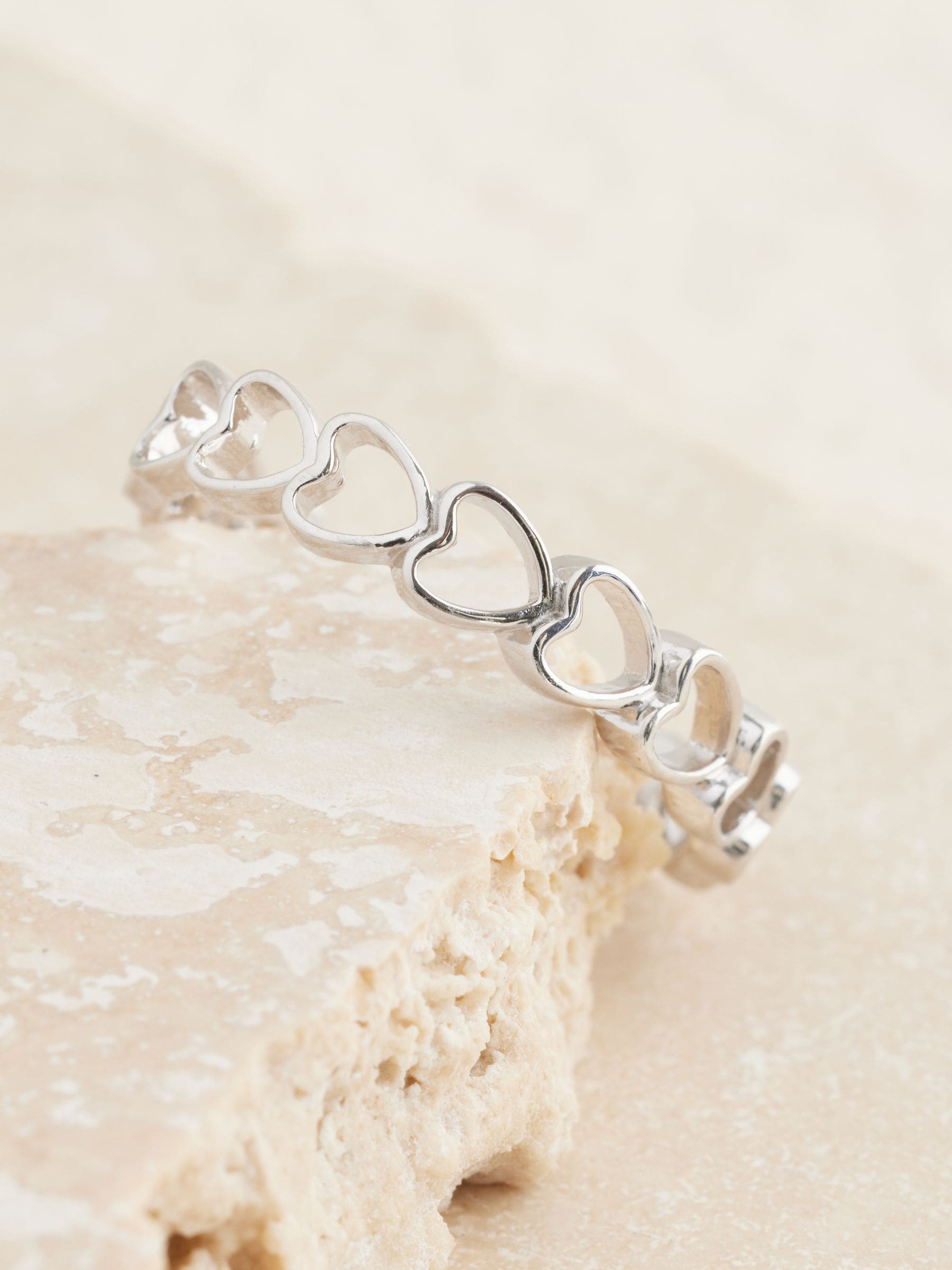 Sterling silver mother of pearl heart ring (British brand)