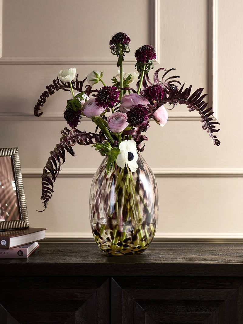 Black/Gold Medium Confetti Glass Flower Vase