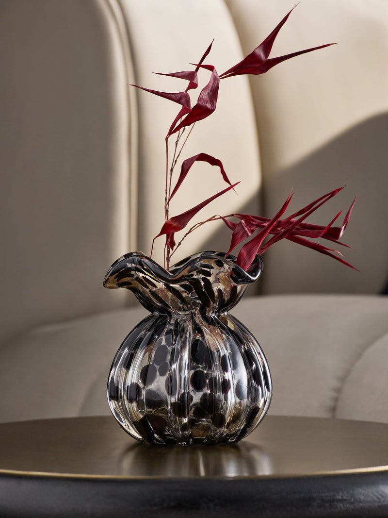 Black/Gold Mini Confetti Glass Flower Vase
