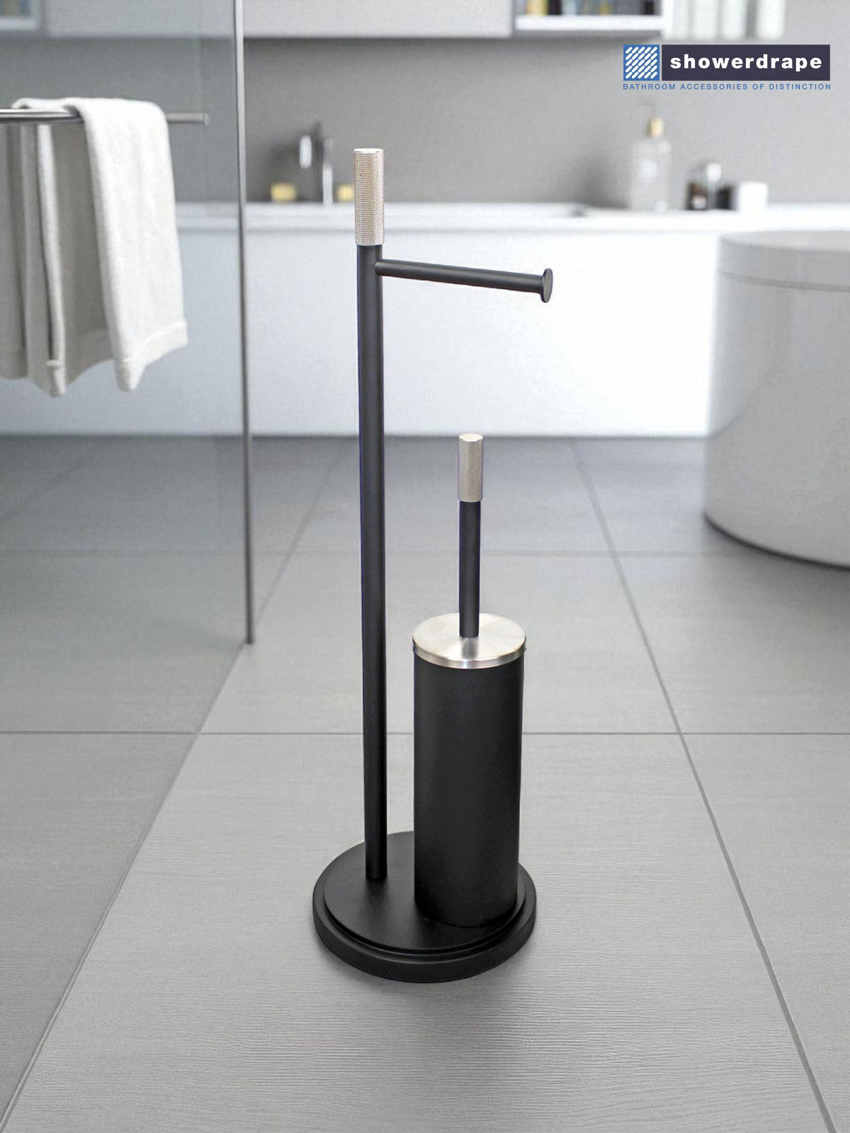 Showerdrape black toilet roll and brush combo - British product