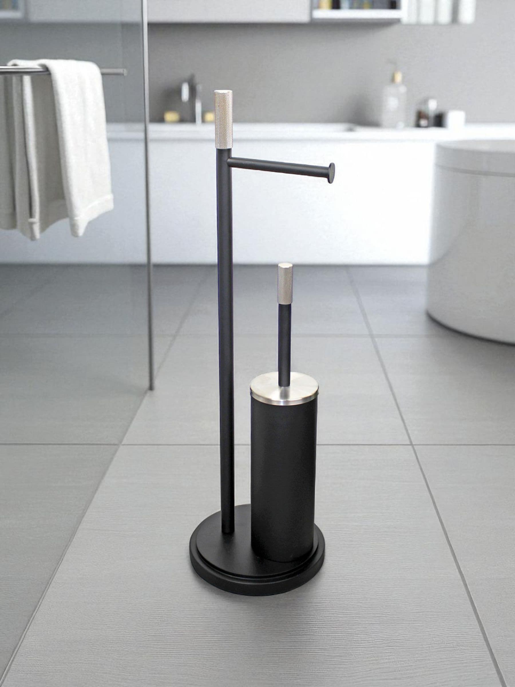 Showerdrape black toilet roll and brush combo - British product