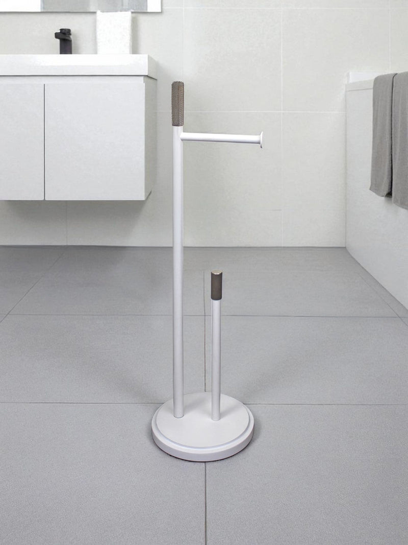Showerdrape white Chester toilet roll and spare paper combo set (British brand)