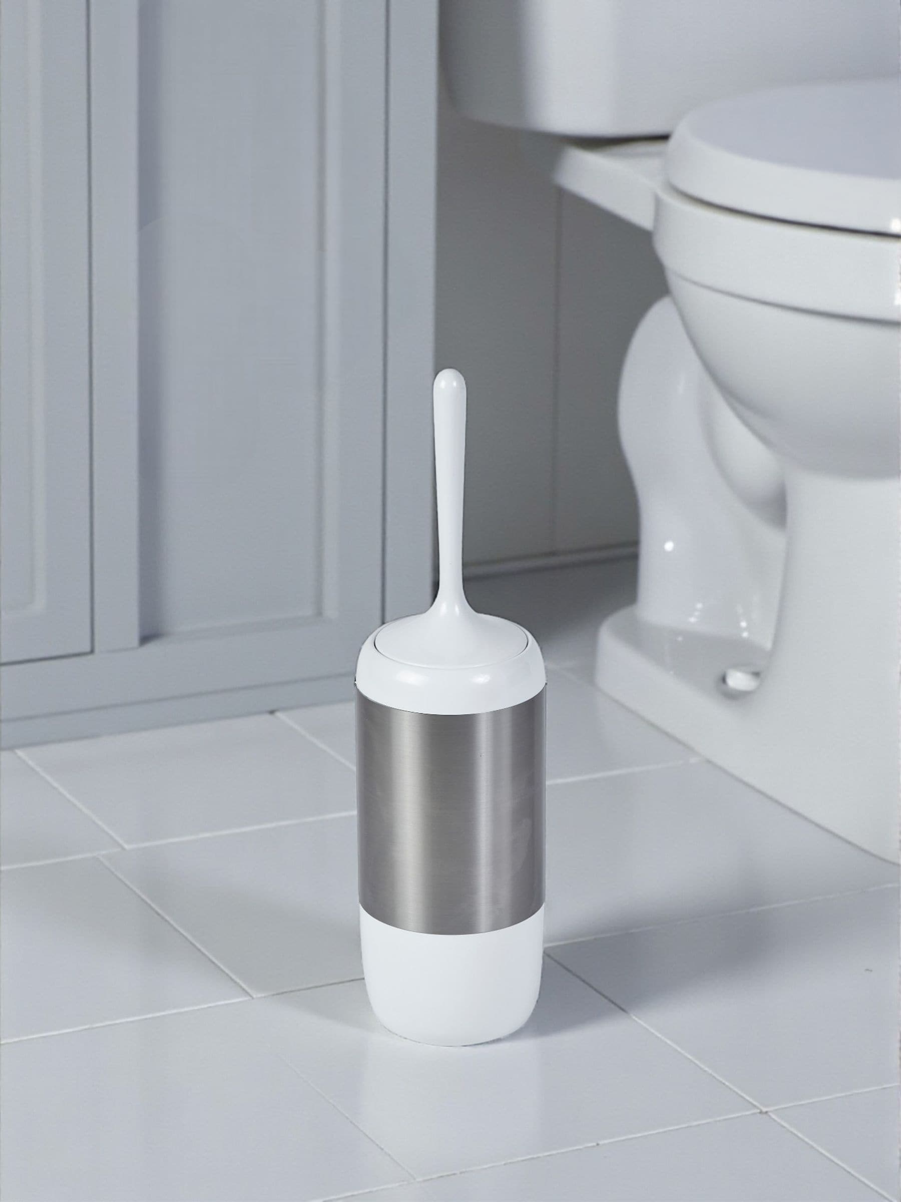 Showerdrape White Elite toilet brush set (British brand)