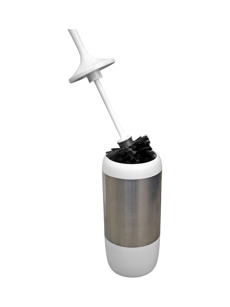 Showerdrape White Elite toilet brush set (British brand)