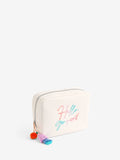 White Faux Leather Slogan Makeup Bag