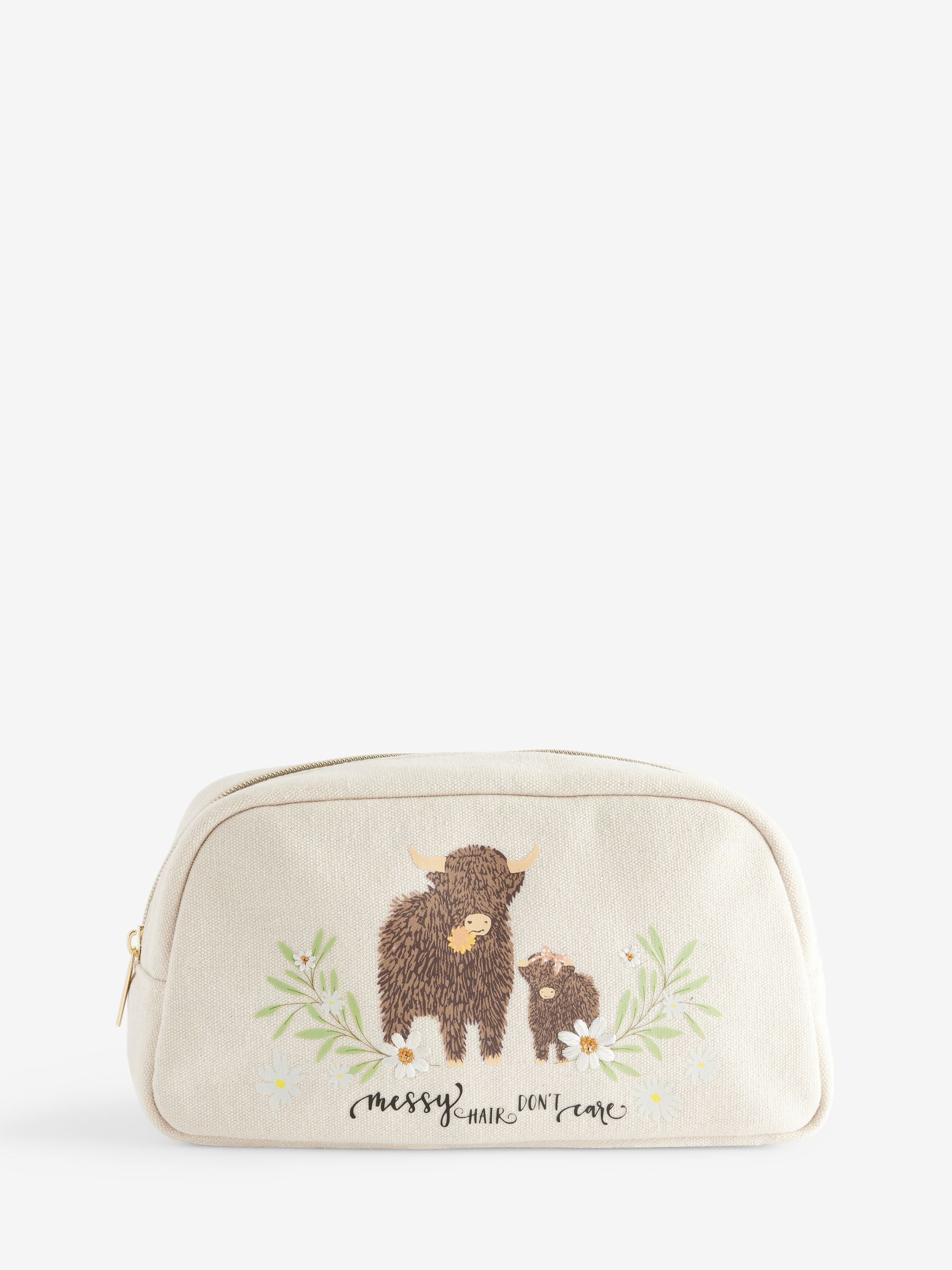 Natural Hamish the Highland Cow Makeup Bag