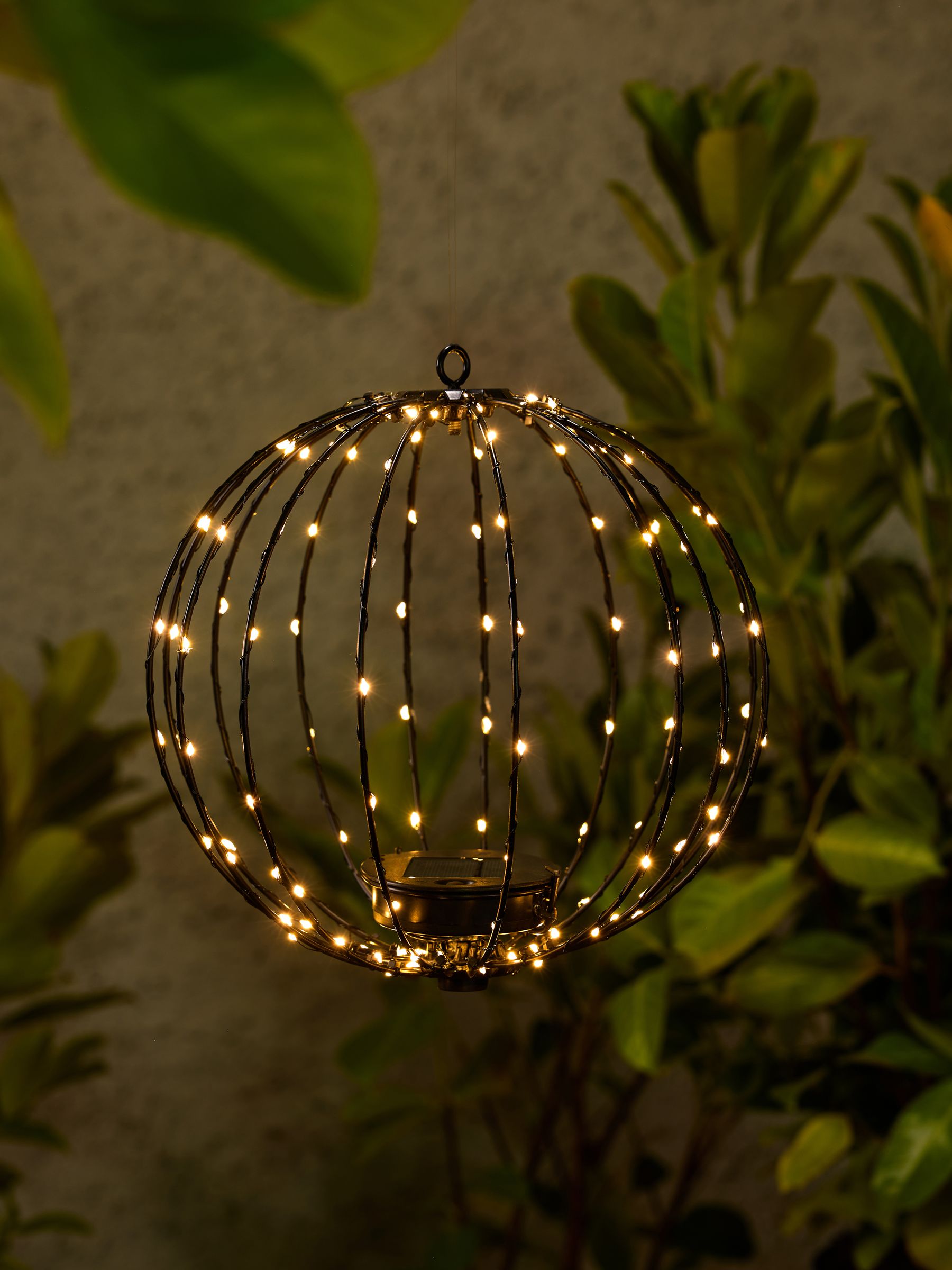 Black Solar Sparkle Ball outdoor light - British product