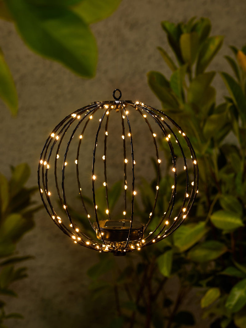 Black Solar Sparkle Ball outdoor light - British product
